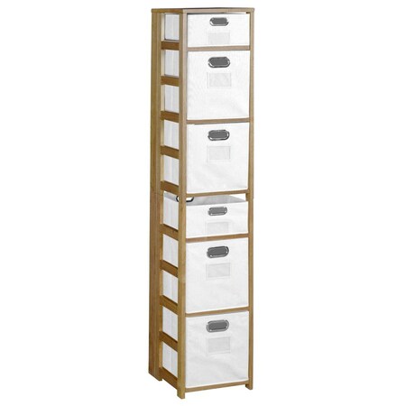 Regency Regency Flip Flop 67 in Square Folding Bookcase with Folding Fabric Bins- Medium Oak/White FFSQ6712MOWH